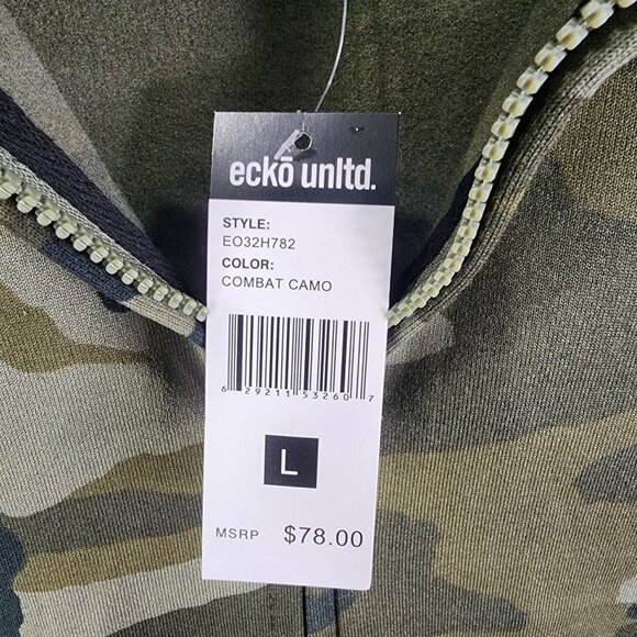 Mens Ecko Unltd Green Camouflage Fleece Hoodie Jacket Full Zip Long Sleeve L - Picture 9 of 13